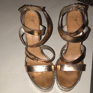 Giuseppe Zanotti-crisscross mirror bamboo wedge